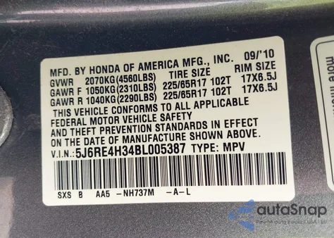 2011 Honda Cr-V Lx z USA, uszkodzony, nr VIN 5J6RE4H34BL005387